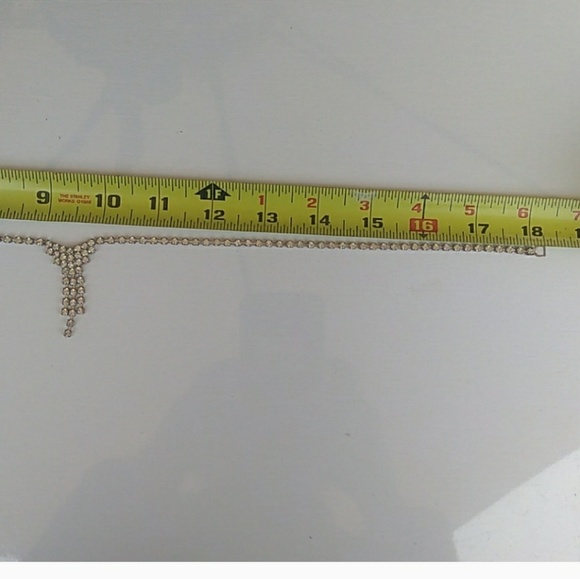 VINTAGE Rhodium Pl Crystal Rhinestone Tassel SET - Picture 4 of 8